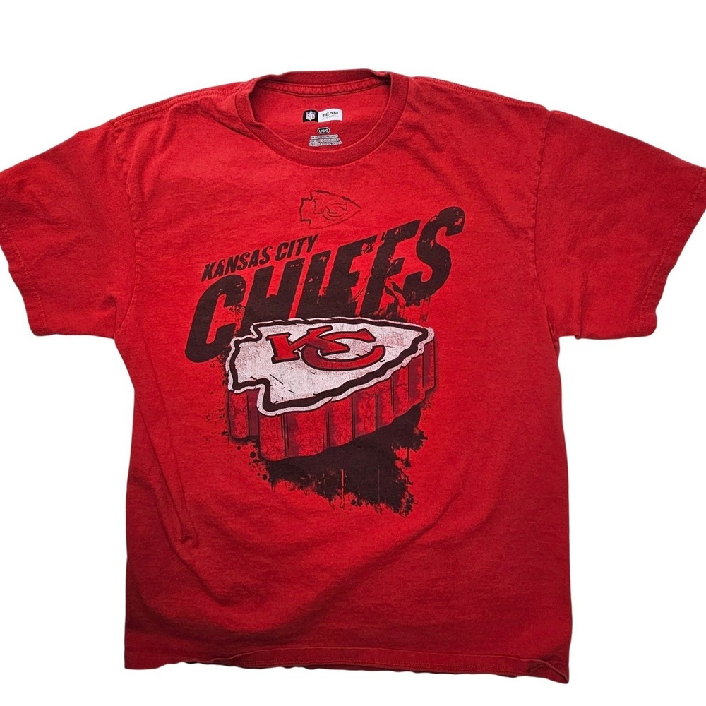 NFL Team Apparel‎ Mens Kansas City Chiefs Graphic T-Shirt Red Large Distressed